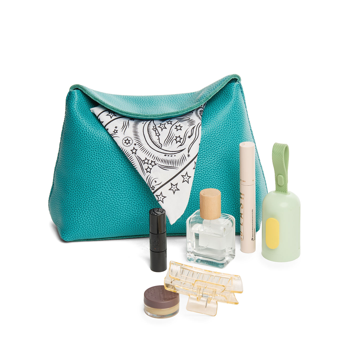 Seafoam | Leather pouch with a folded magnetic closure