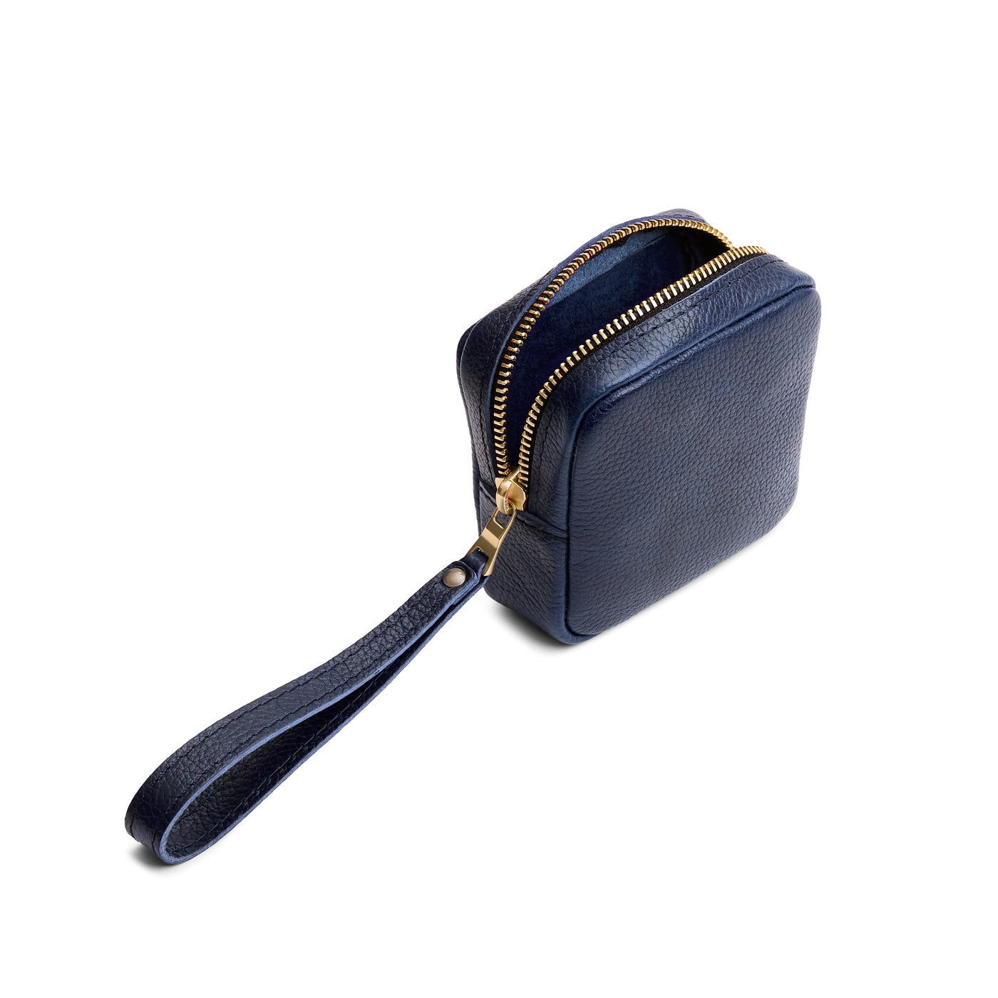 Cobalt | Square shaped small zip pouch with wristlet
