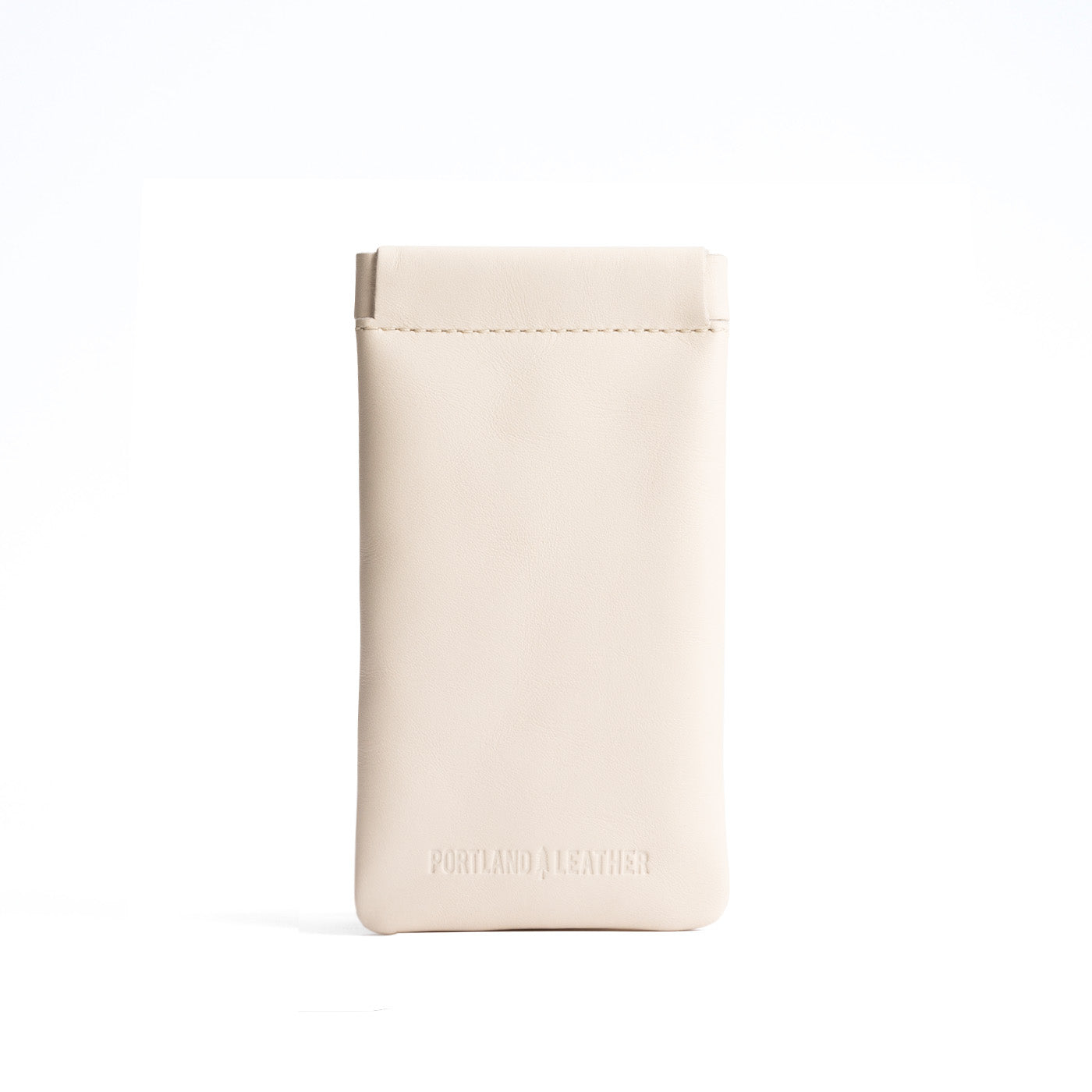 Bone | Leather glasses case with hidden metal spring closure