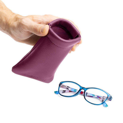 Iris | Leather glasses case with hidden metal spring closure