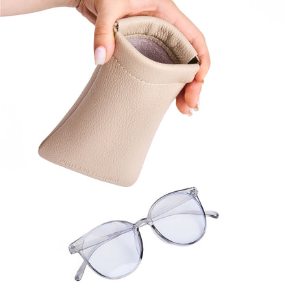 Oatmilk | Leather glasses case with hidden metal spring closure