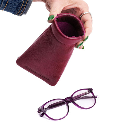 Orchid | Leather glasses case with hidden metal spring closure