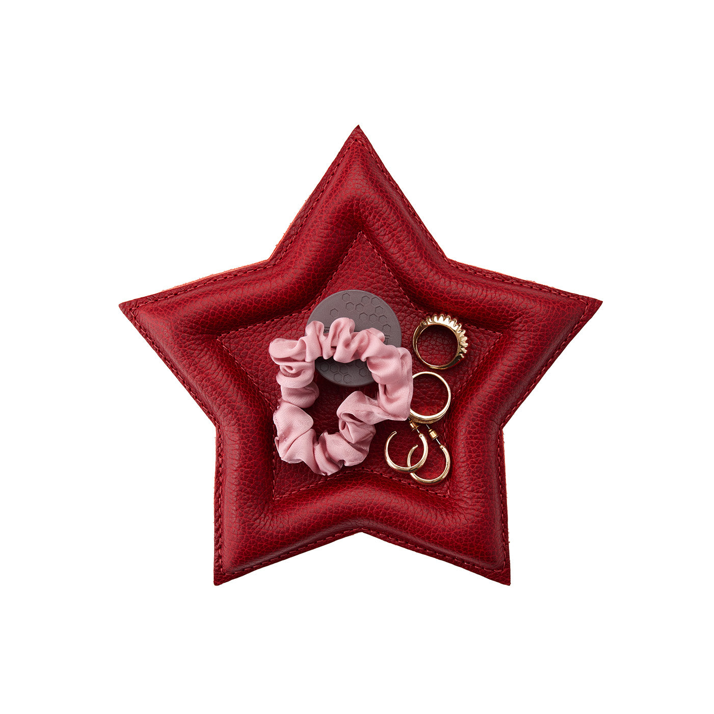 Chili Red | Star shaped leather tray with stuffed edges