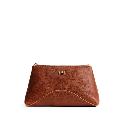 Nutmeg | Rectangular makeup bag pouch with top zipper