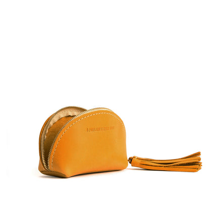 Sunflower | Small leather zippered pouch with tassel