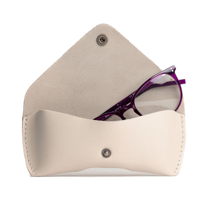 Bone | Leather sunglasses case with snap closure