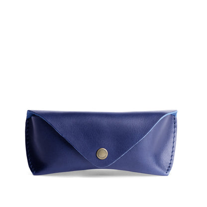 Cowboy Blue | Leather sunglasses case with snap closure