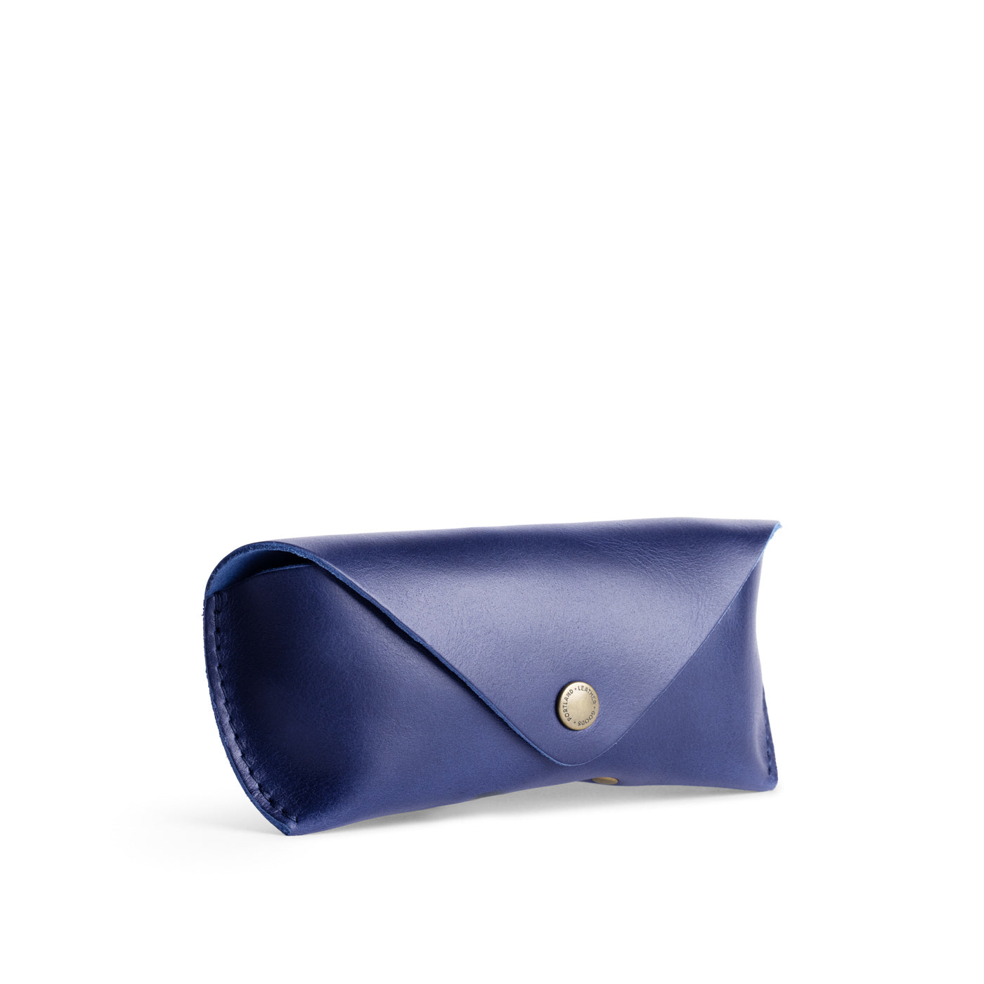 Cowboy Blue | Leather sunglasses case with snap closure