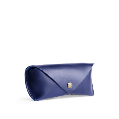 Cowboy Blue | Leather sunglasses case with snap closure