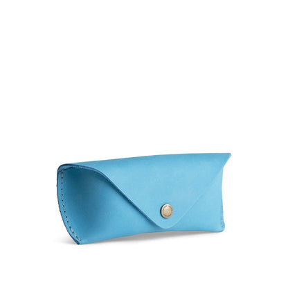 Iceberg Blue | Leather sunglasses case with snap closure|