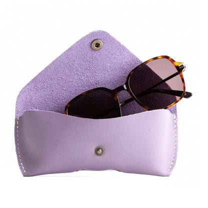 Lavender | Leather sunglasses case with snap closure