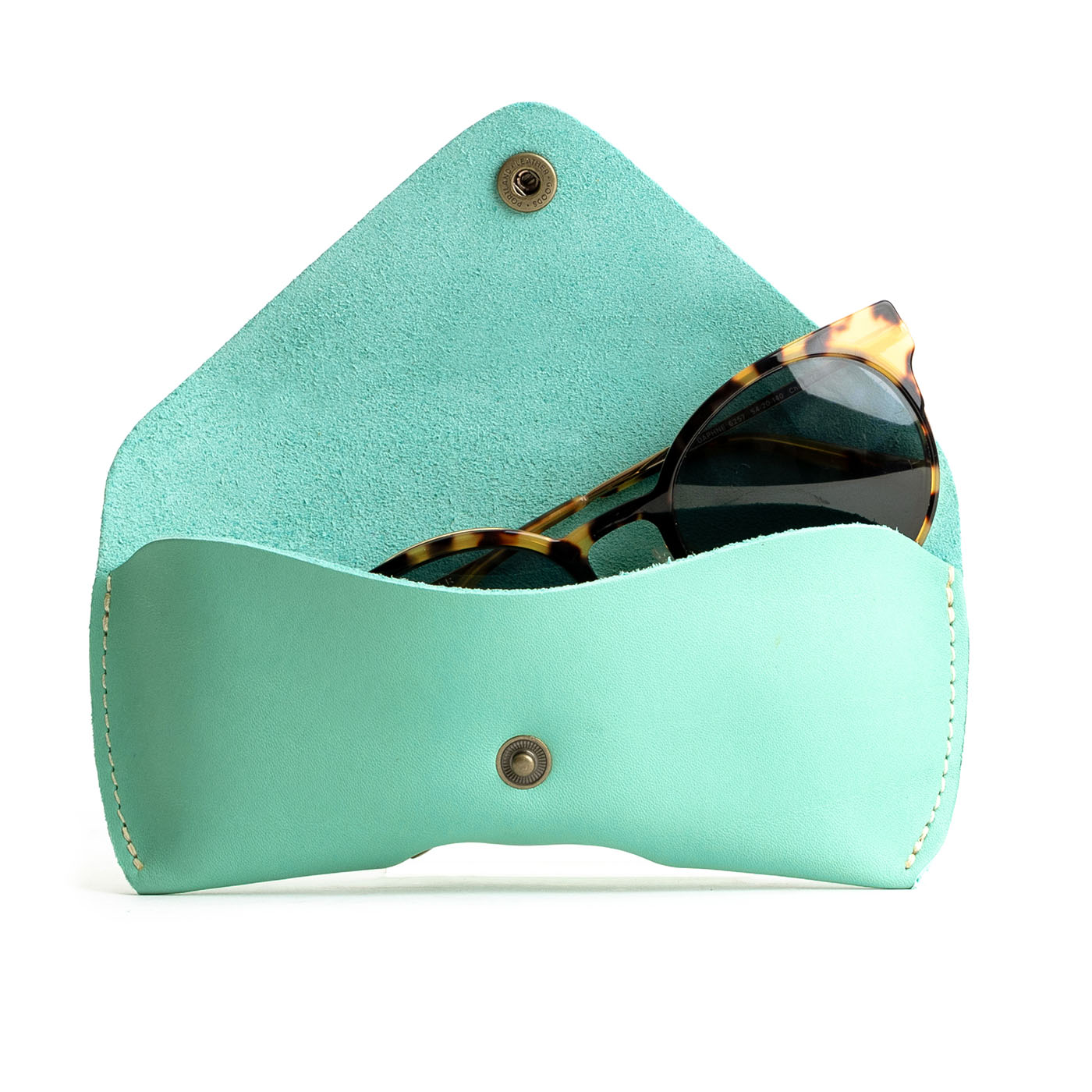 Mint | Leather sunglasses case with snap closure