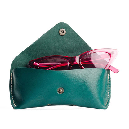 Peacock | Leather sunglasses case with snap closure