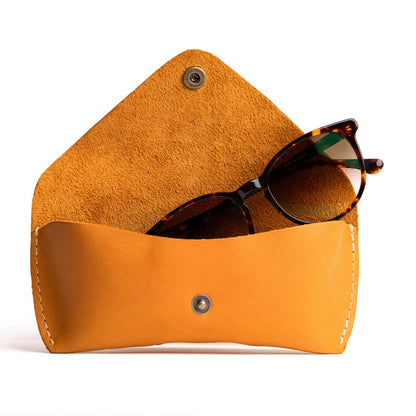 Sunflower | Leather sunglasses case with snap closure
