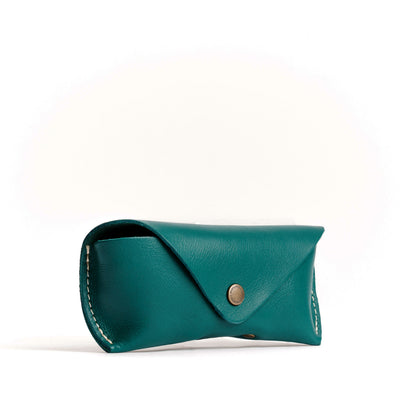 Peacock | Leather sunglasses case with snap closure