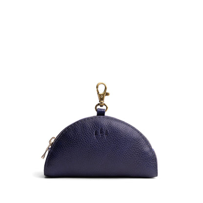 Cobalt | Small half-moon shaped keychain pouch with zipper closure