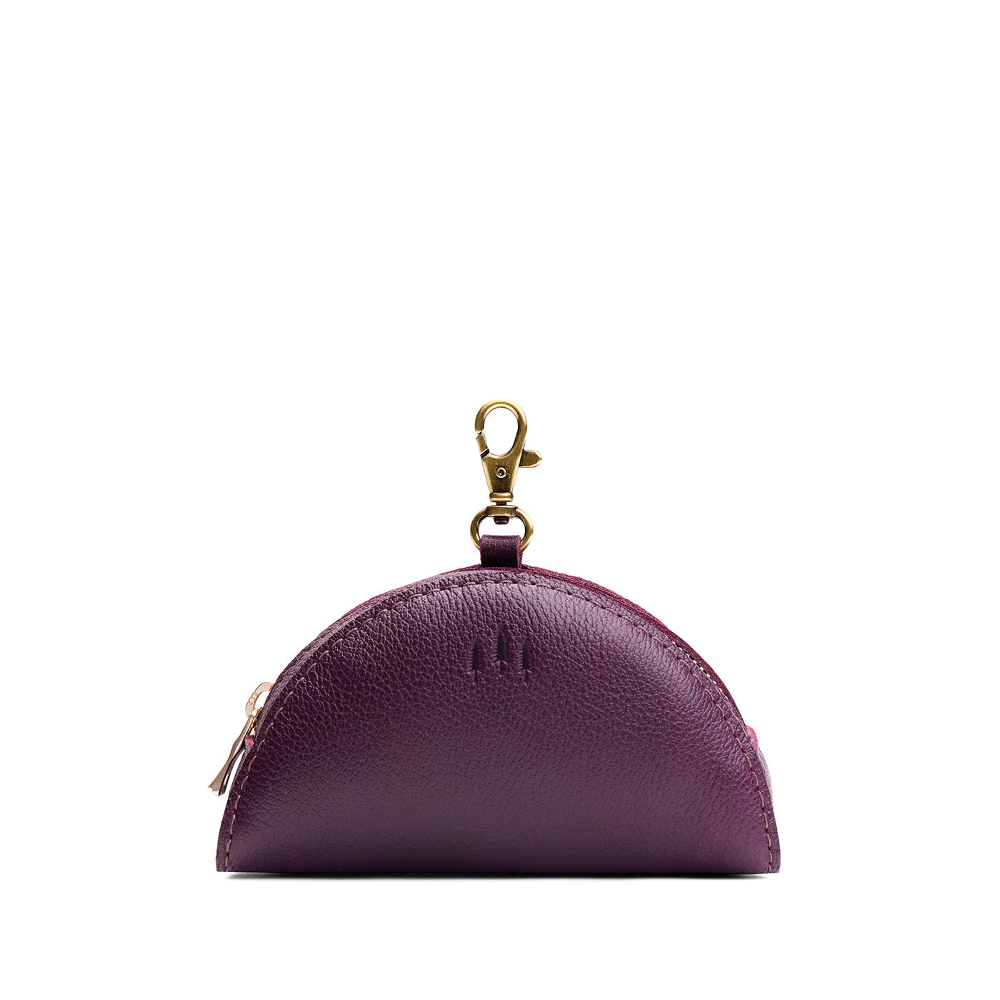 Plum | Small half-moon shaped keychain pouch with zipper closure