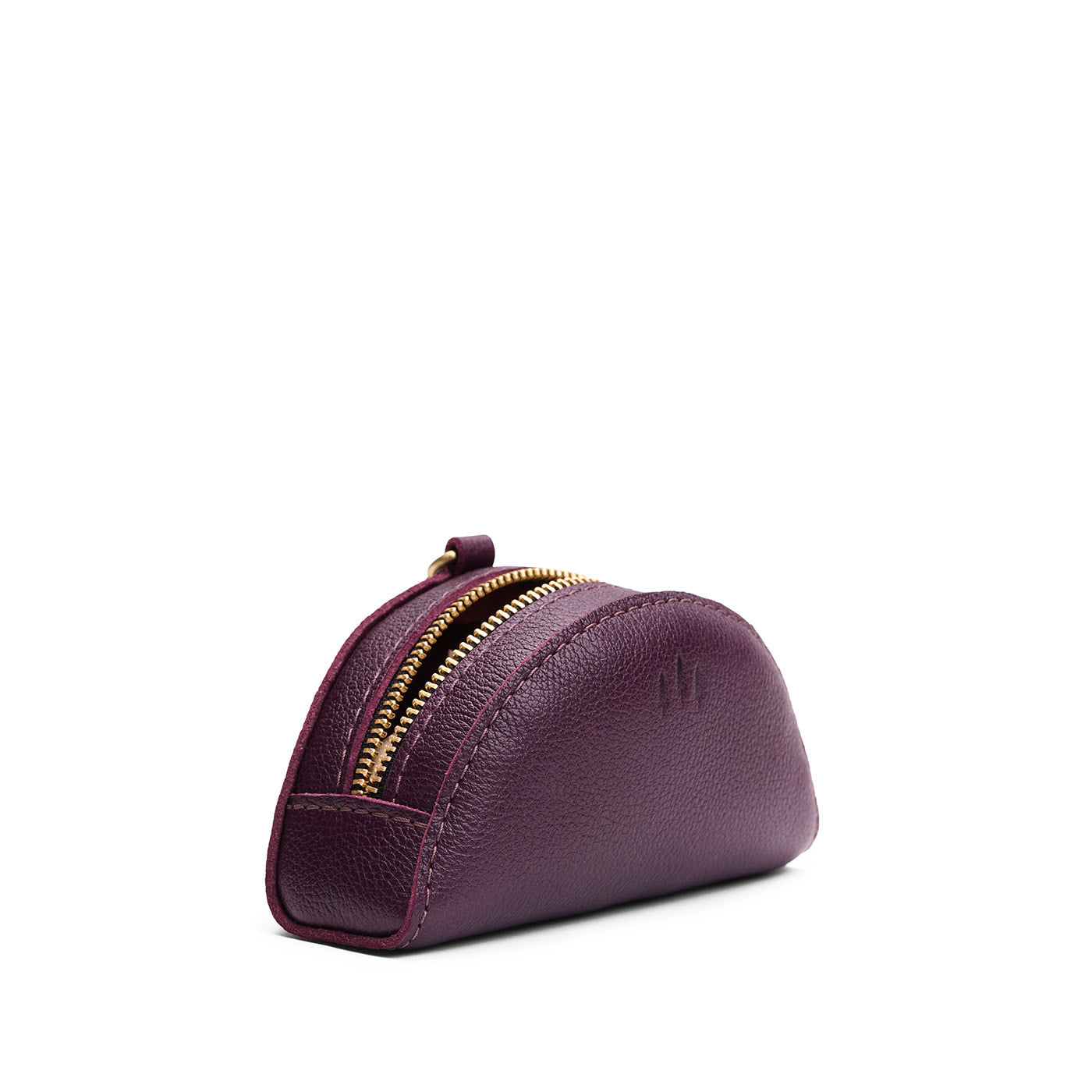 Plum | Small half-moon shaped keychain pouch with zipper closure