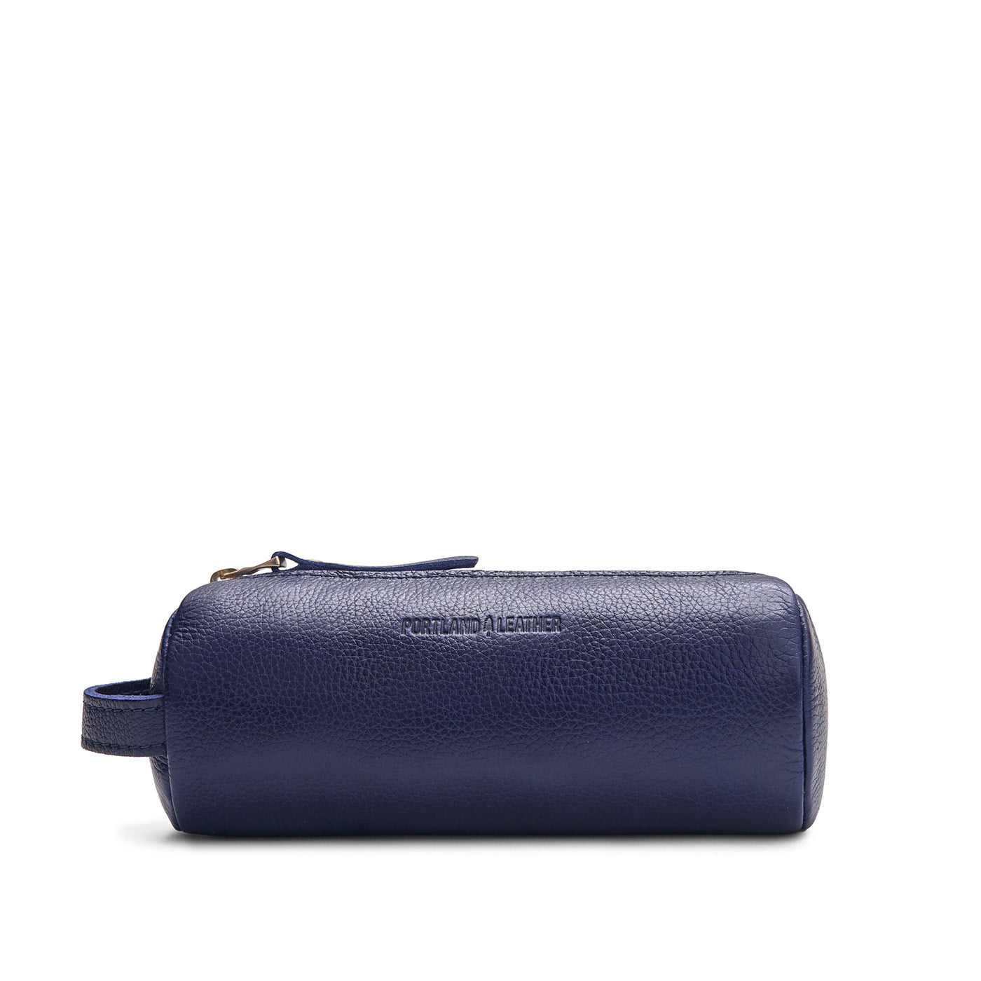 Cobalt | Cylindrical leather pouch with zipper and handle