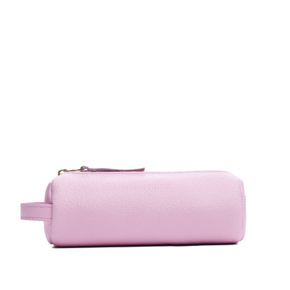 Pinkaboo | Cylindrical leather pouch with zipper and handle