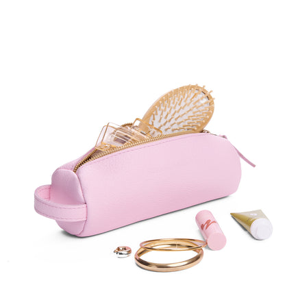Pinkaboo | Cylindrical leather pouch with zipper and handle