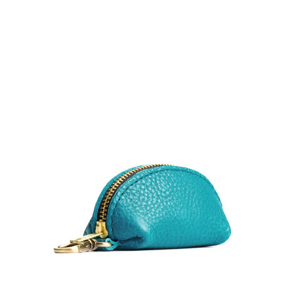 Baja | Taco shaped leather pouch with zipper and swivel lobster clasp on white background