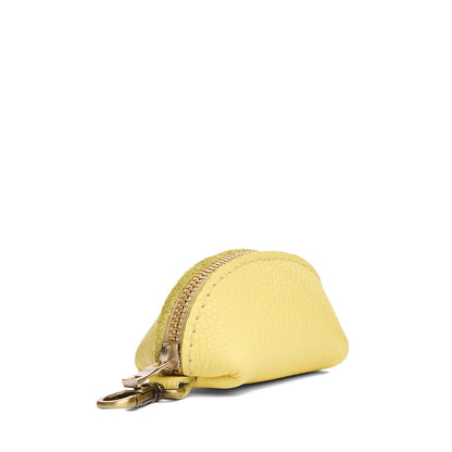 Butter Bliss | Taco shaped leather pouch with zipper and swivel lobster clasp on white background