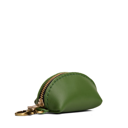 Cactus | Taco shaped leather pouch with zipper and swivel lobster clasp on white background