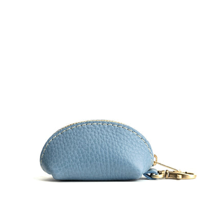 Dream | Taco shaped leather pouch with zipper and swivel lobster clasp on white background