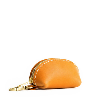 Sunflower | Taco shaped leather pouch with zipper and swivel lobster clasp on white background