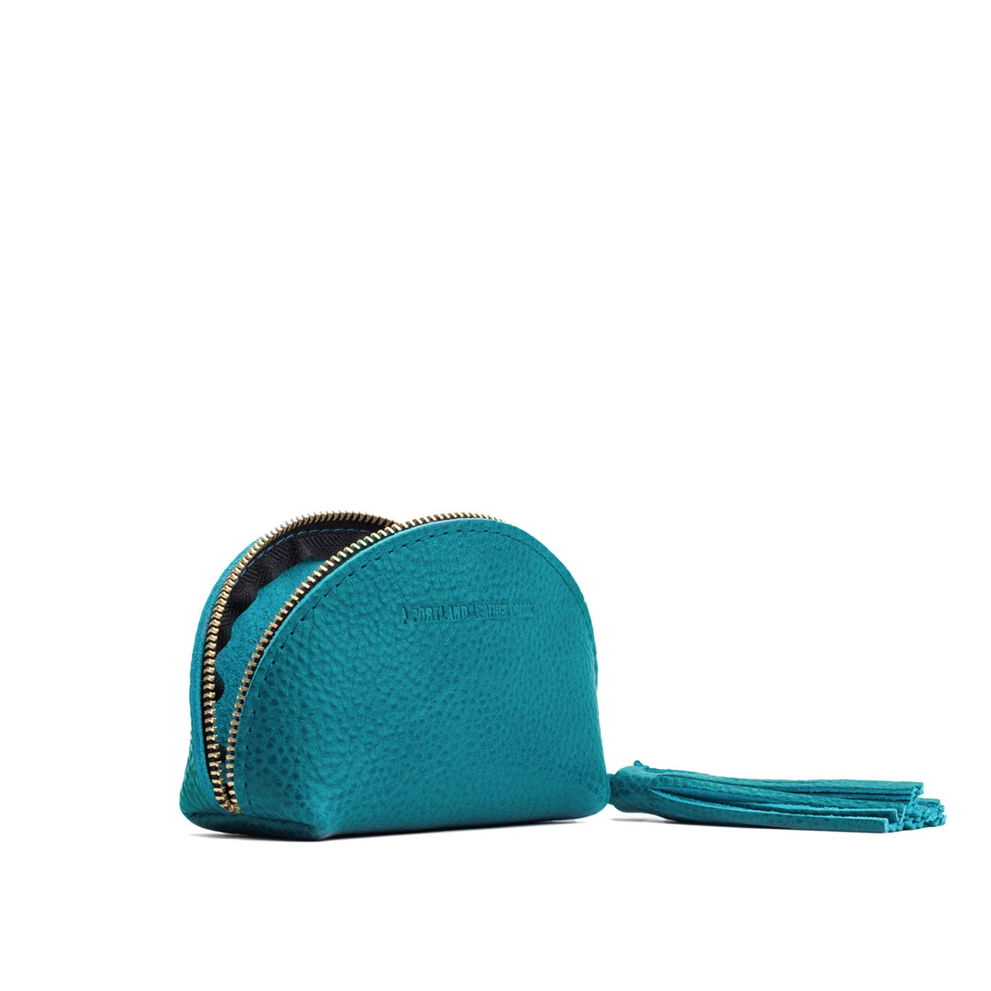 Aquarius | Small leather zippered pouch with tassel