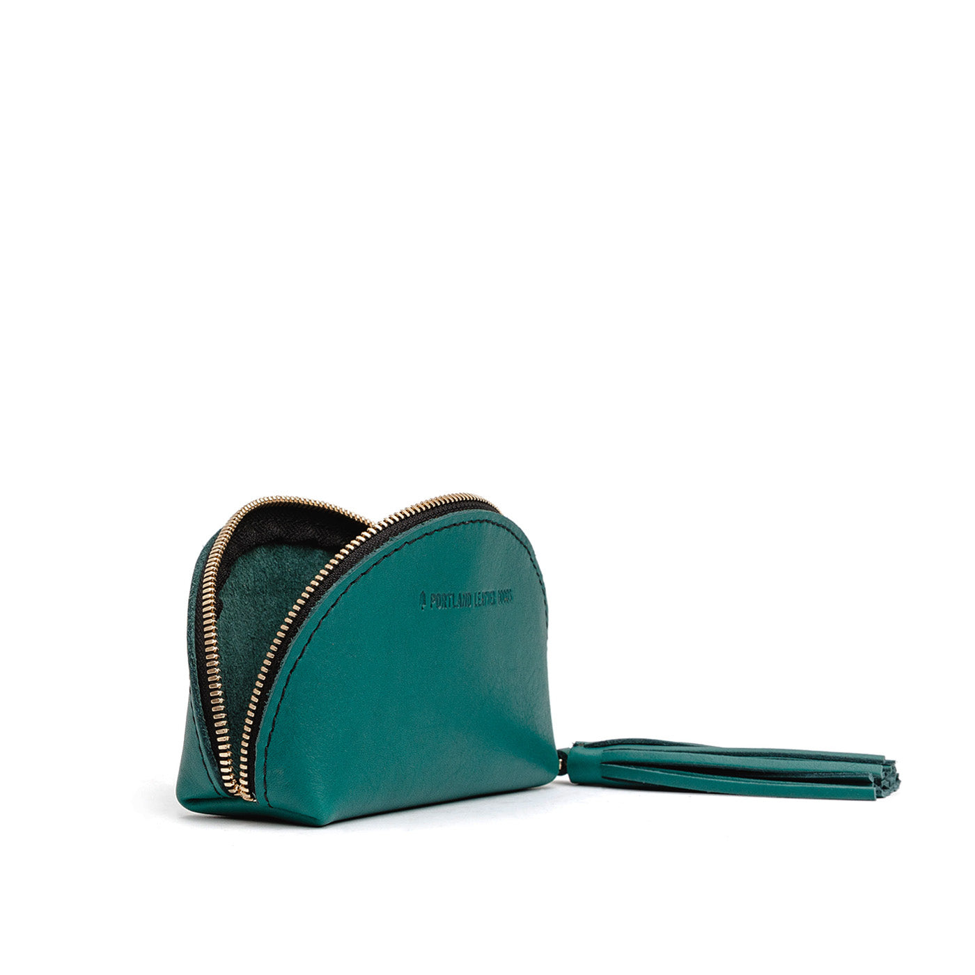 Peacock | Small leather zippered pouch with tassel