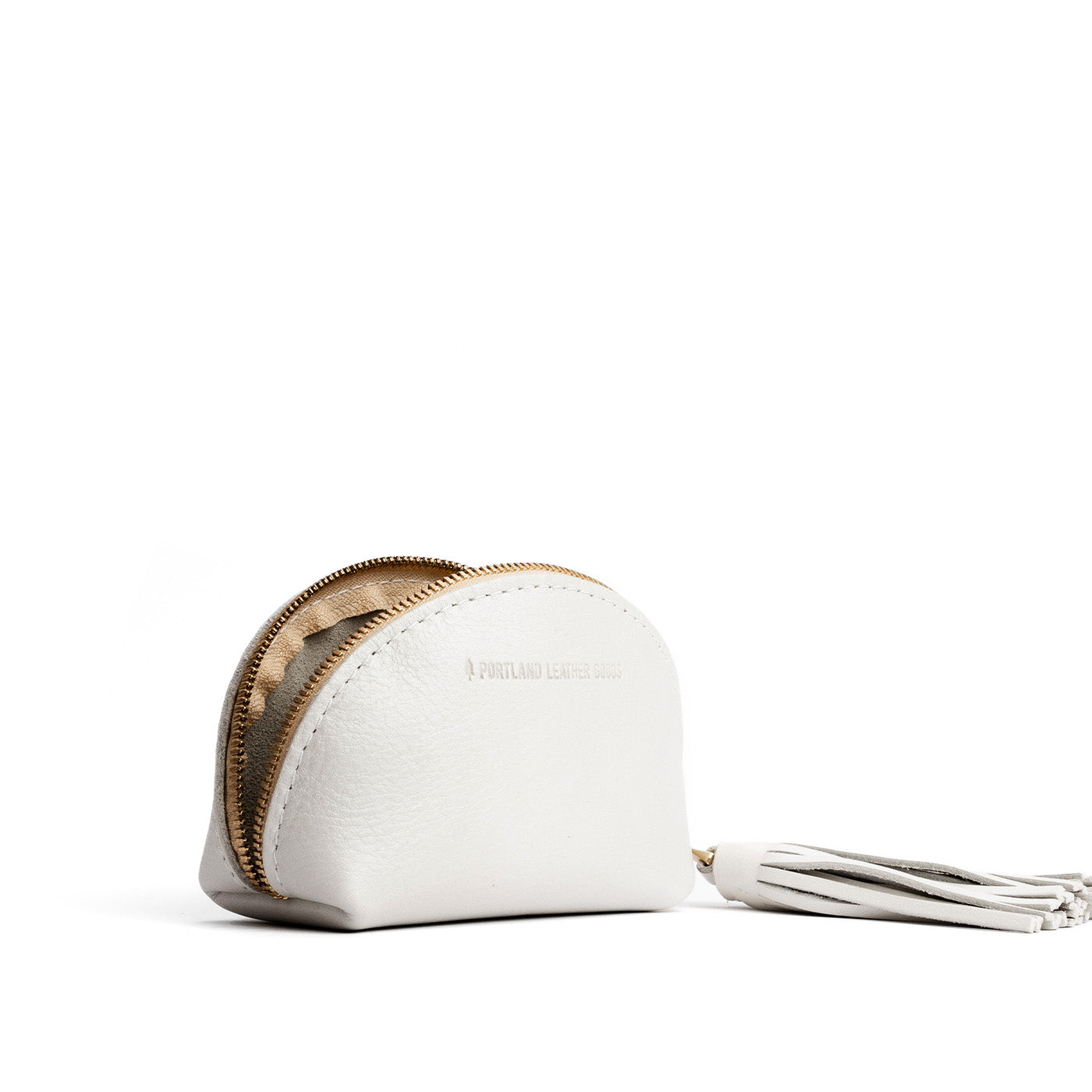 Pearl | Small leather zippered pouch with tassel