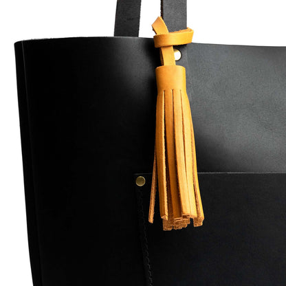 All Color: Sunflower | Fringed leather tassel with leather loop