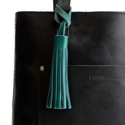 All Color: Peacock | Fringed leather tassel with leather loop