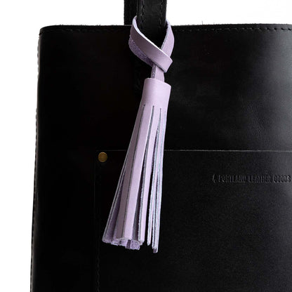 All Color: Lavender | Fringed leather tassel with leather loop