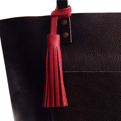 Cherry*Large | Fringed leather tassel with leather loop