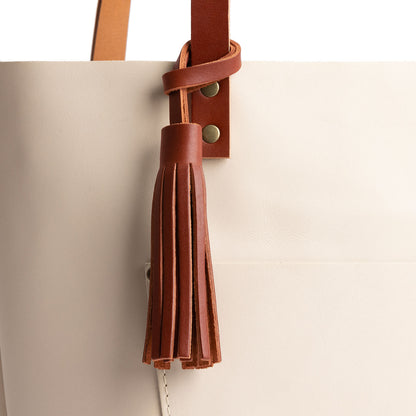 Chestnut*Large | Fringed leather tassel with leather loop