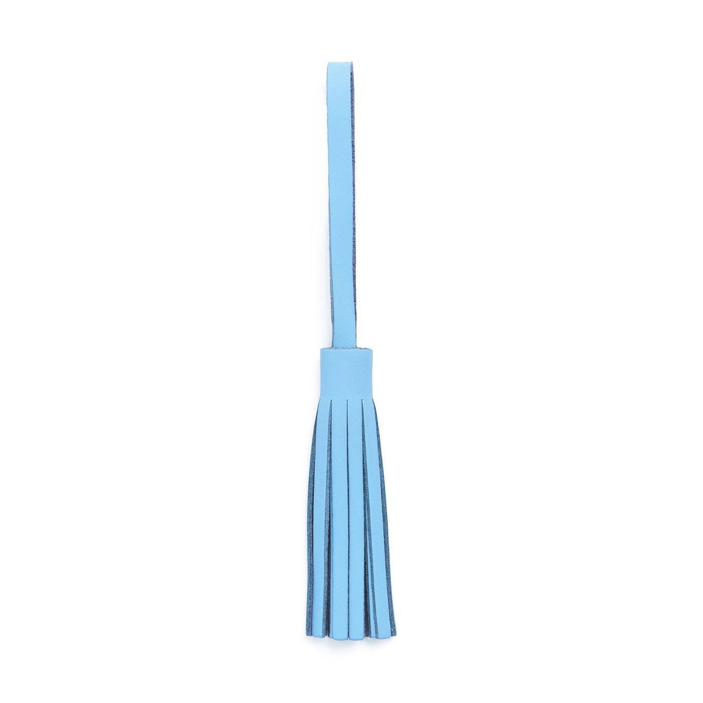 Glacial Blue*Large | Fringed leather tassel with leather loop