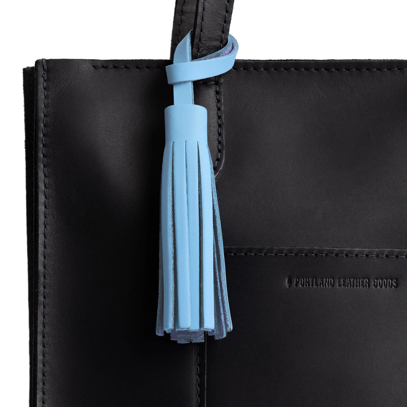 Glacial Blue*Large | Fringed leather tassel with leather loop
