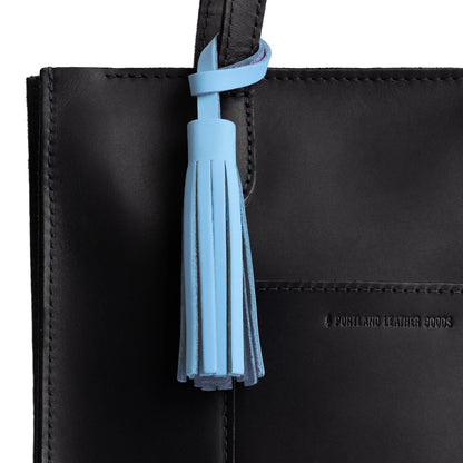 Glacial Blue*Large | Fringed leather tassel with leather loop