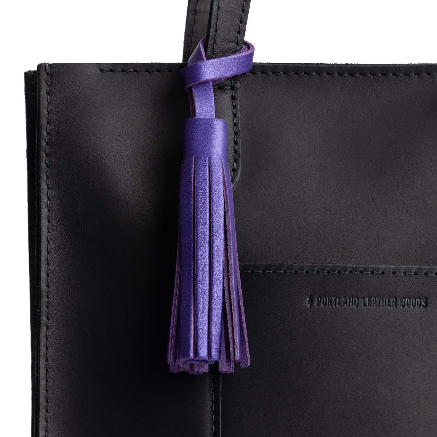 Amethyst | Fringed leather tassel with leather loop