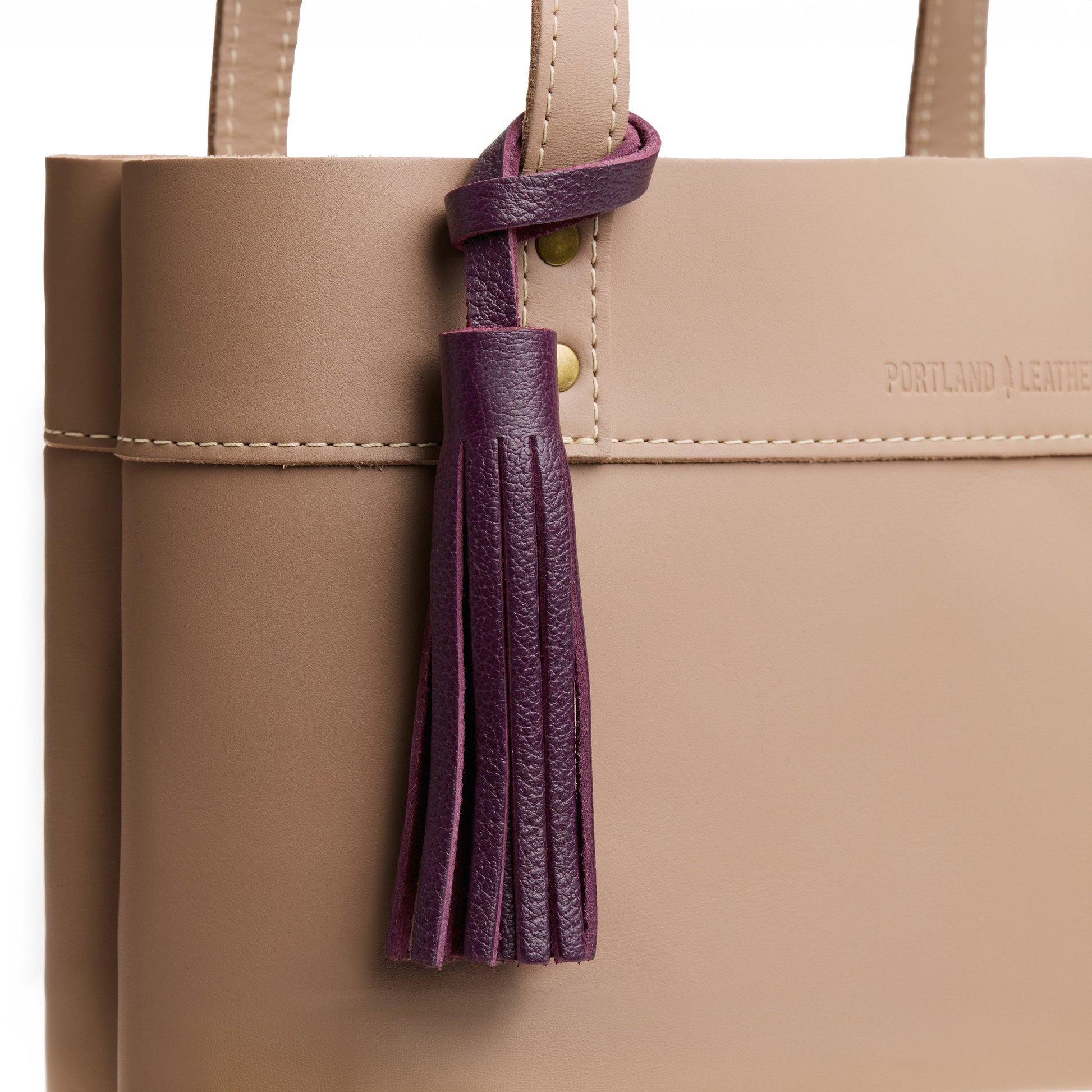 Plum*Large | Fringed leather tassel with leather loop