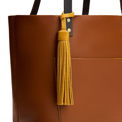 Sunshine*Large | Fringed leather tassel with leather loop