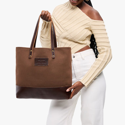 Stampede | Canvas tote with leather base and handles
