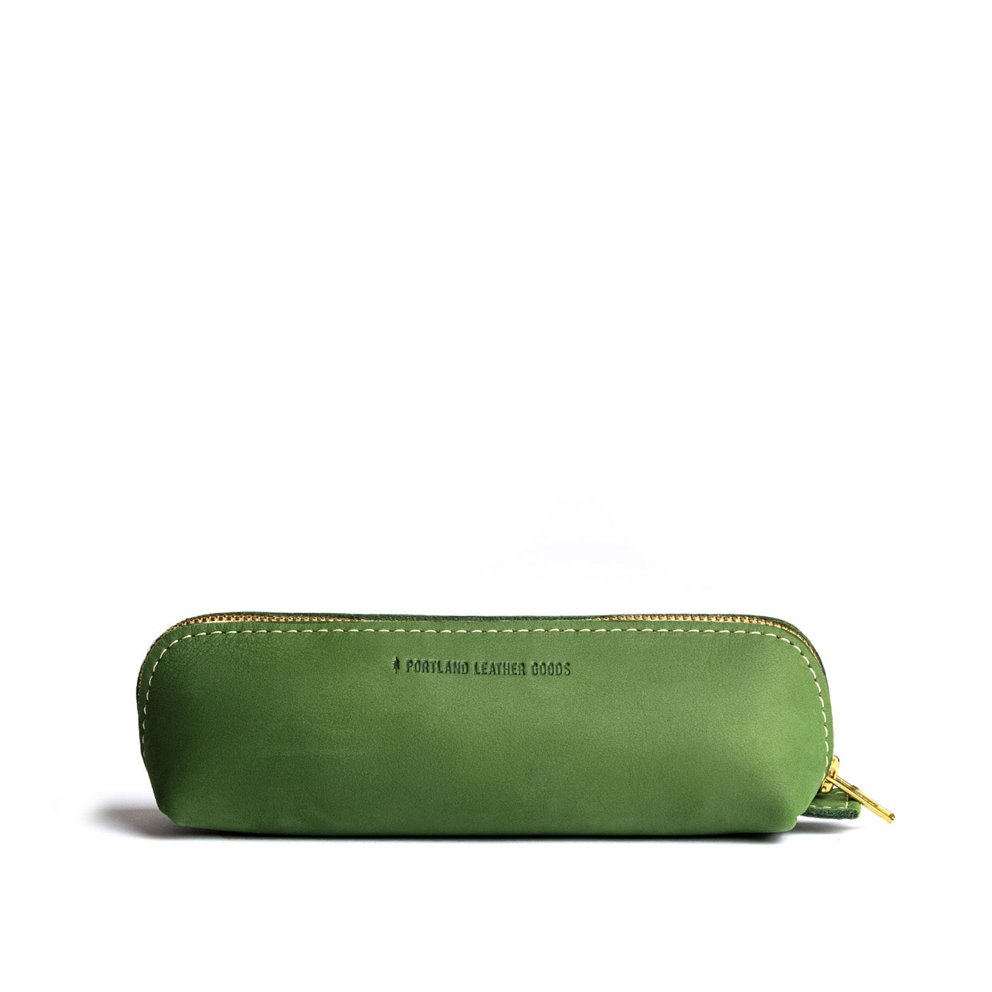 All Color: Succulent | Leather pouch with curved seams and top zipper