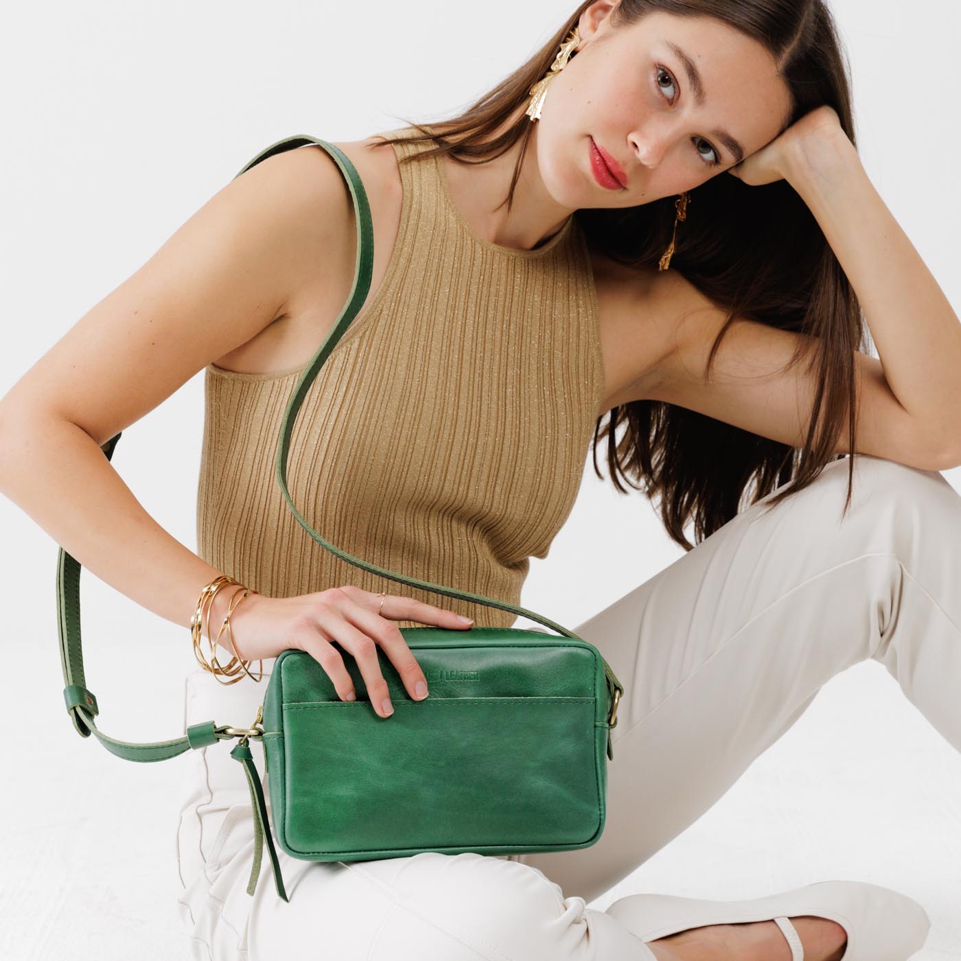 Cowboy Mint*Large | Mid-size rectangular crossbody with adjustable strap