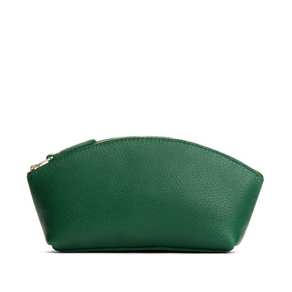 Bacalar*Total Eclipse | Spacious leather makeup bag with curved seams and top zipper