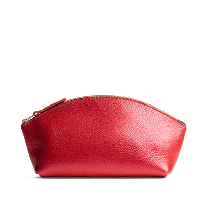 Reba Red*Total Eclipse | Spacious leather makeup bag with curved seams and top zipper