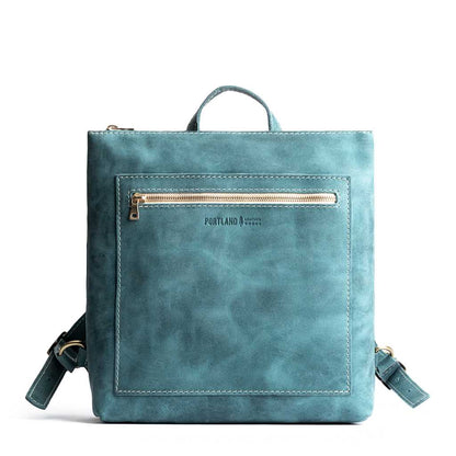 Aqua*Large | Square slim leather tote backpack